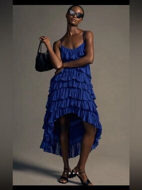 NWT Anthropologie Tiered Ruffle High-Low Dress Size Small